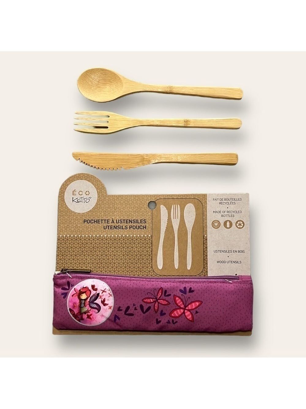 NWT Ketto Reusable Takeout Lunch Utensils With Zip Pouch Recycled